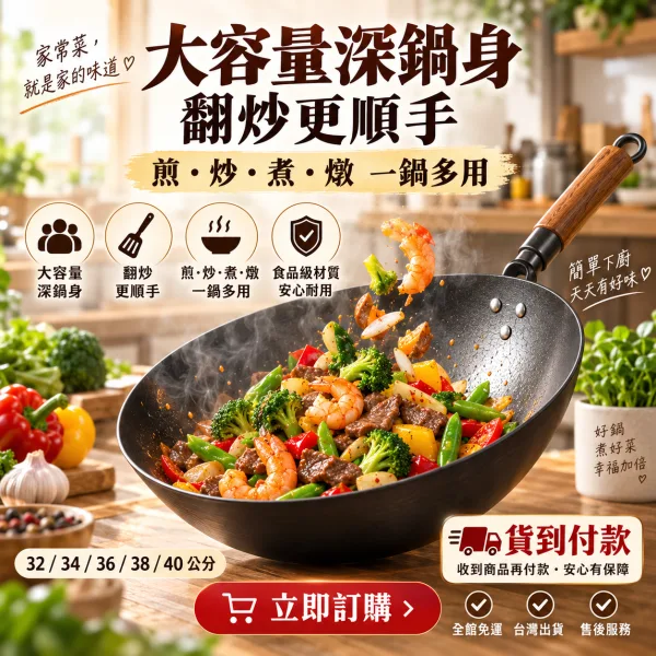 健康鐵鍋 不粘鍋 不生鏽 耐刮耐用 高品質一鍋能用二十年【附贈同款家用鏟】